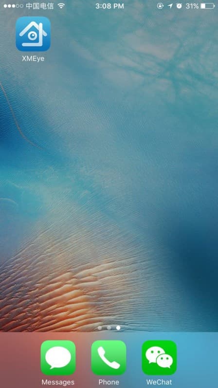 インストール後に iOS のホーム画面に表示された XMEye アイコン